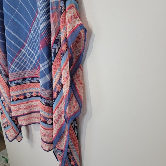 Catherines One Size Multicolor Kaftan Kimono Southwestern Boho Lightweight Geo - Picture 3 of 9